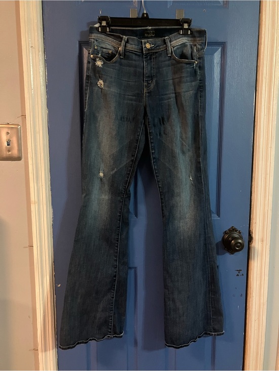 MOTHER Denim - MOTHER Dark Blue Distressed Flare Jeans